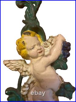 Vintage 1950s Large Heavy Angel Cherub Door Stop CAST IRON Door Holder 15inch Vintage 1950s Large Heavy Angel Cherub Door Stop CAST IRON Door Holder 15inch