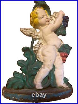 Vintage 1950s Large Heavy Angel Cherub Door Stop CAST IRON Door Holder 15inch Vintage 1950s Large Heavy Angel Cherub Door Stop CAST IRON Door Holder 15inch