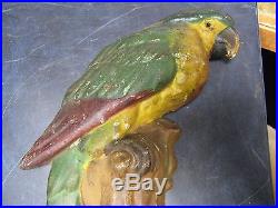Vintage 6 X 10-1/2 Bird Parrot Cast Iron Door Stop Doorstop