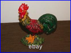 Vintage 8 High Rooster Bird Chicken Cast Iron Metal Doorstop