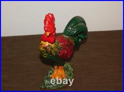 Vintage 8 High Rooster Bird Chicken Cast Iron Metal Doorstop