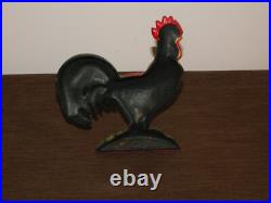 Vintage 8 High Rooster Bird Chicken Cast Iron Metal Doorstop