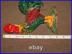Vintage 8 High Rooster Bird Chicken Cast Iron Metal Doorstop