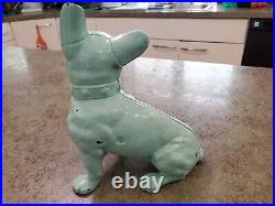 Vintage Adorable Cast Iron Frenchie Bull Dog Door Stop Old Repaint 8 Tall