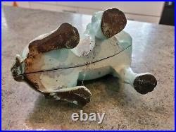 Vintage Adorable Cast Iron Frenchie Bull Dog Door Stop Old Repaint 8 Tall