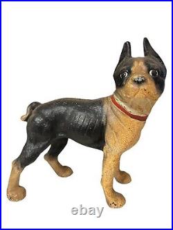 Vintage Antique Cast Iron Boston Terrier Bull Dog Door Stop Hubley Style