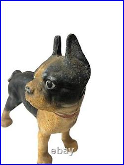 Vintage Antique Cast Iron Boston Terrier Bull Dog Door Stop Hubley Style
