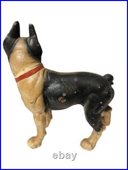 Vintage Antique Cast Iron Boston Terrier Bull Dog Door Stop Hubley Style