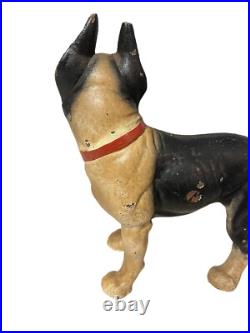 Vintage Antique Cast Iron Boston Terrier Bull Dog Door Stop Hubley Style