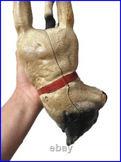Vintage Antique Cast Iron Boston Terrier Bull Dog Door Stop Hubley Style