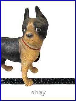 Vintage Antique Cast Iron Boston Terrier Bull Dog Door Stop Hubley Style
