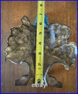 Vintage/ Antique Cast Iron Hubley Door Stop Flower Basket Poppy Snapdragon #484