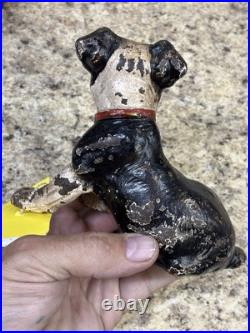 Vintage Antique Cast Iron puppy Dog Door Stop 4.5 tall
