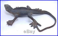 Vintage Antique Rare 12 Large Iguana Lizard Old Cast Iron Door Stop Figural