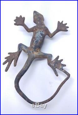 Vintage Antique Rare 12 Large Iguana Lizard Old Cast Iron Door Stop Figural