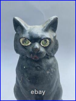 Vintage Black Cat Halloween Figural Cast Iron Doorstop
