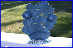 Vintage CAST IRON FLOWER BASKET DOORSTOP Blue