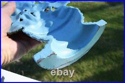 Vintage CAST IRON FLOWER BASKET DOORSTOP Blue