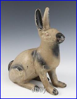 Vintage Cast Iron 11 Rabbit Door Stop Painted Metal Bunny Doorstop Statue Bank Vintage Cast Iron 11 Rabbit Door Stop Painted Metal Bunny Doorstop Statue Bank