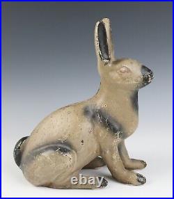 Vintage Cast Iron 11 Rabbit Door Stop Painted Metal Bunny Doorstop Statue Bank Vintage Cast Iron 11 Rabbit Door Stop Painted Metal Bunny Doorstop Statue Bank