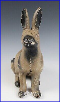 Vintage Cast Iron 11 Rabbit Door Stop Painted Metal Bunny Doorstop Statue Bank Vintage Cast Iron 11 Rabbit Door Stop Painted Metal Bunny Doorstop Statue Bank