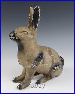 Vintage Cast Iron 11 Rabbit Door Stop Painted Metal Bunny Doorstop Statue Bank Vintage Cast Iron 11 Rabbit Door Stop Painted Metal Bunny Doorstop Statue Bank
