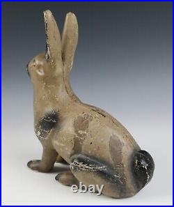 Vintage Cast Iron 11 Rabbit Door Stop Painted Metal Bunny Doorstop Statue Bank Vintage Cast Iron 11 Rabbit Door Stop Painted Metal Bunny Doorstop Statue Bank
