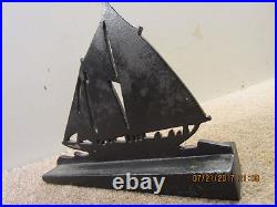 Vintage, Cast Iron 2 Masted Sailboat Doorstop