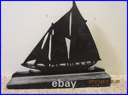 Vintage, Cast Iron 2 Masted Sailboat Doorstop
