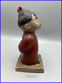 Vintage Cast Iron Adorable Asian Boy Door Stop