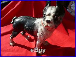 Vintage Cast Iron BOSTON TERRIER DOOR STOP Large 10 Tall x 9 Long Approx 8 lb