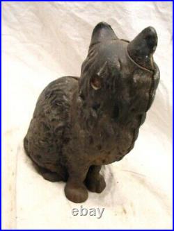 Vintage Cast Iron Black Cat Door Stop Feline Kitten Figural Animal Doorstop