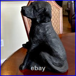 Vintage Cast Iron Black Labrador with Baby DogDOORSTOP 19 Lbs 13 Tall