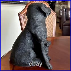 Vintage Cast Iron Black Labrador with Baby DogDOORSTOP 19 Lbs 13 Tall