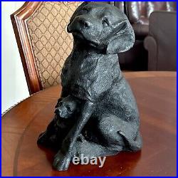 Vintage Cast Iron Black Labrador with Baby DogDOORSTOP 19 Lbs 13 Tall