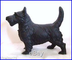 Vintage Cast Iron Black Scottish Terrier Dog Door Stop 8.5 Tall x 10.5 Long