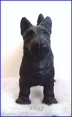 Vintage Cast Iron Black Scottish Terrier Dog Door Stop 8.5 Tall x 10.5 Long