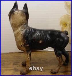 Vintage Cast Iron Black & White Boston Terrier Door Stop