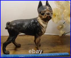 Vintage Cast Iron Black & White Boston Terrier Door Stop
