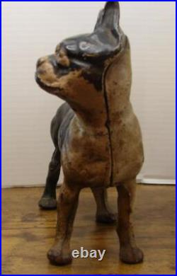 Vintage Cast Iron Black & White Boston Terrier Door Stop
