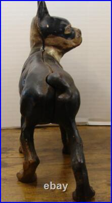 Vintage Cast Iron Black & White Boston Terrier Door Stop