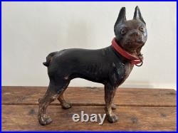 Vintage Cast Iron Boston Terrier Dog Doorstop In Style Of Hubley Original Paint Vintage Cast Iron Boston Terrier Dog Doorstop In Style Of Hubley Original Paint