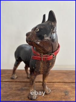 Vintage Cast Iron Boston Terrier Dog Doorstop In Style Of Hubley Original Paint Vintage Cast Iron Boston Terrier Dog Doorstop In Style Of Hubley Original Paint