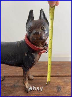 Vintage Cast Iron Boston Terrier Dog Doorstop In Style Of Hubley Original Paint Vintage Cast Iron Boston Terrier Dog Doorstop In Style Of Hubley Original Paint