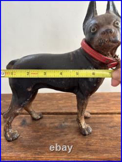 Vintage Cast Iron Boston Terrier Dog Doorstop In Style Of Hubley Original Paint Vintage Cast Iron Boston Terrier Dog Doorstop In Style Of Hubley Original Paint