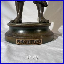 -Vintage Cast Iron Boy In Hat And Tie Heavy Door Stop 17 tall