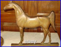 Vintage Cast Iron Bronze Coated Saddlebred Horse Doorstop King's Genius 1936
