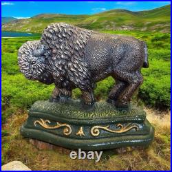 Vintage Cast Iron Buffalo Heavy Doorstop Animal Figure Decorative 5 x 6.5 inches