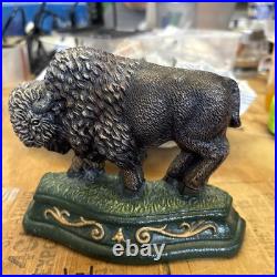 Vintage Cast Iron Buffalo Heavy Doorstop Animal Figure Decorative 5 x 6.5 inches