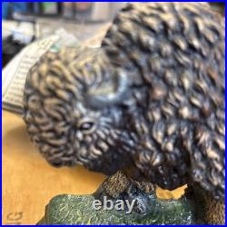 Vintage Cast Iron Buffalo Heavy Doorstop Animal Figure Decorative 5 x 6.5 inches